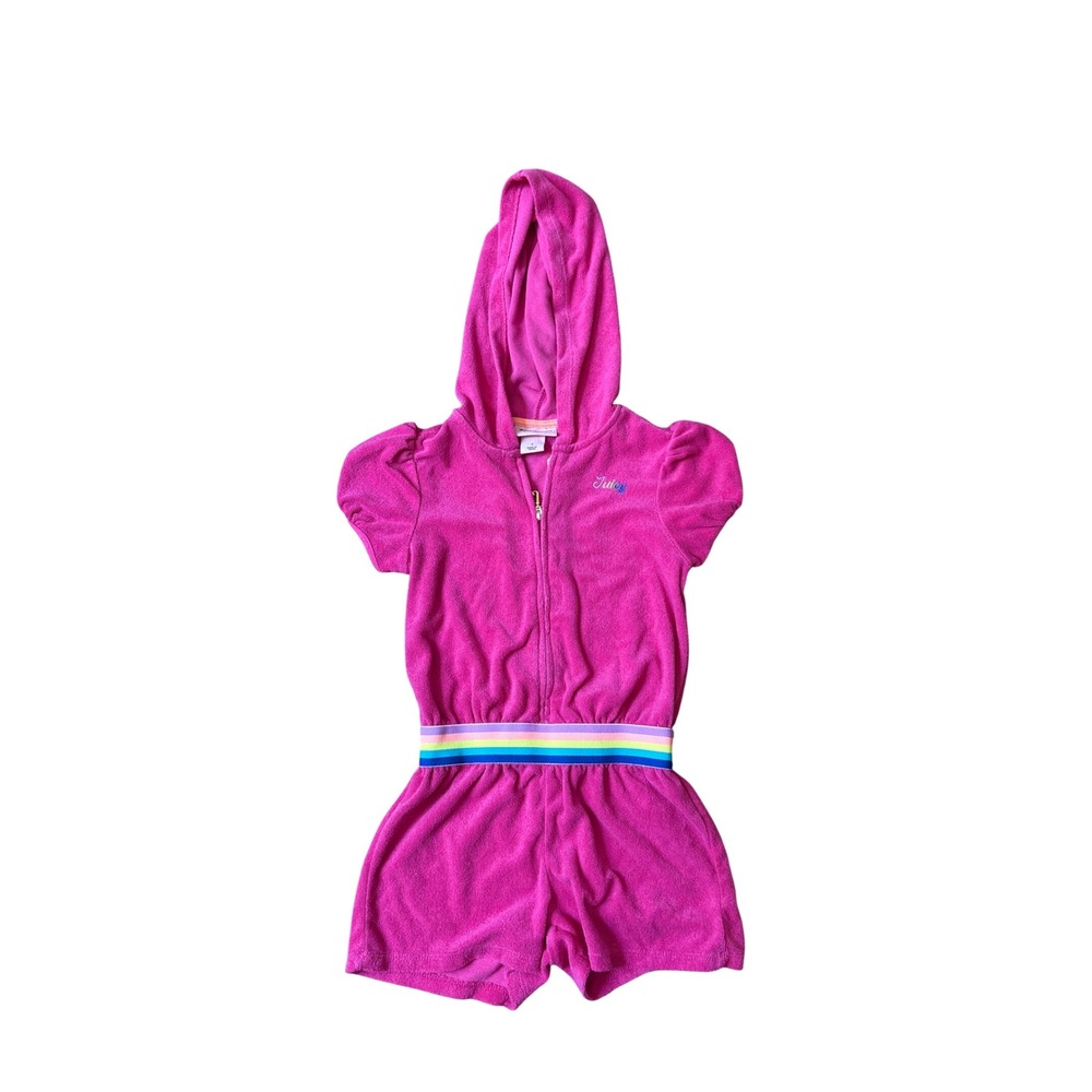 Juicy Couture Terry Cloth Romper Kids Pink Rainbow Y2K Style SIZE 6